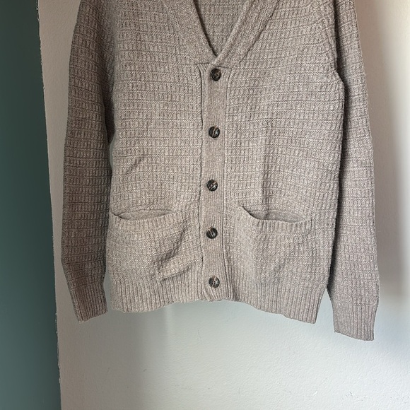 Savile Row Company Lambswool Blend Cardigan Sweater Small Brown Shawl Collar - Picture 5 of 12